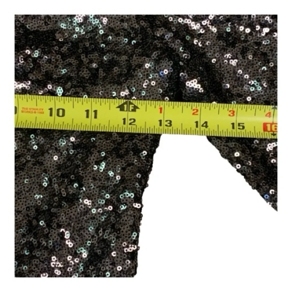 Hello Molly One Shoulder Sequin Black Mini Party Dress Bodycon Cocktail Size Med - Picture 8 of 12